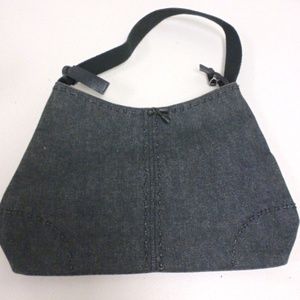 RALPH LAUREN black DENIM FABRIC BAG PURSE